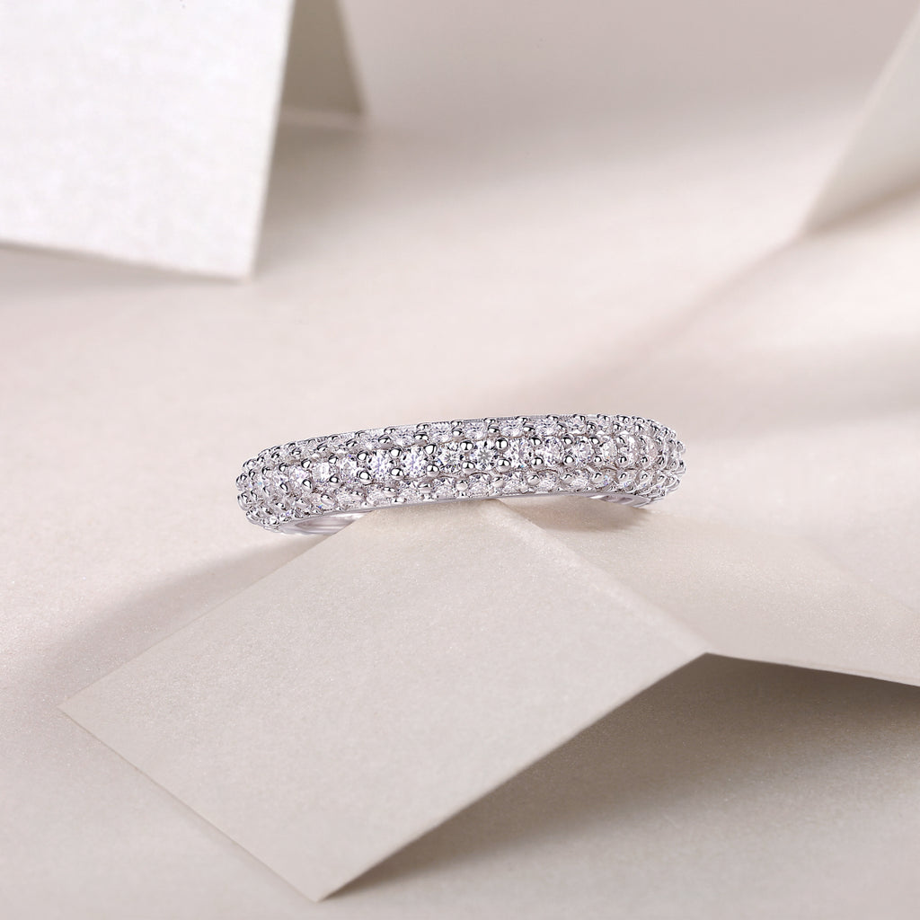 Twilight Beach - A Wedding Ring Set With Top-quality Moissanite S925 Silver And Platinum-plated Diamond. The Ring Can Be Inspected With A Diamond Pen