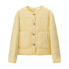 Autumn Women Clothing Yellow Quilted Cotton Plaid Cotton Clothing Cotton Coat