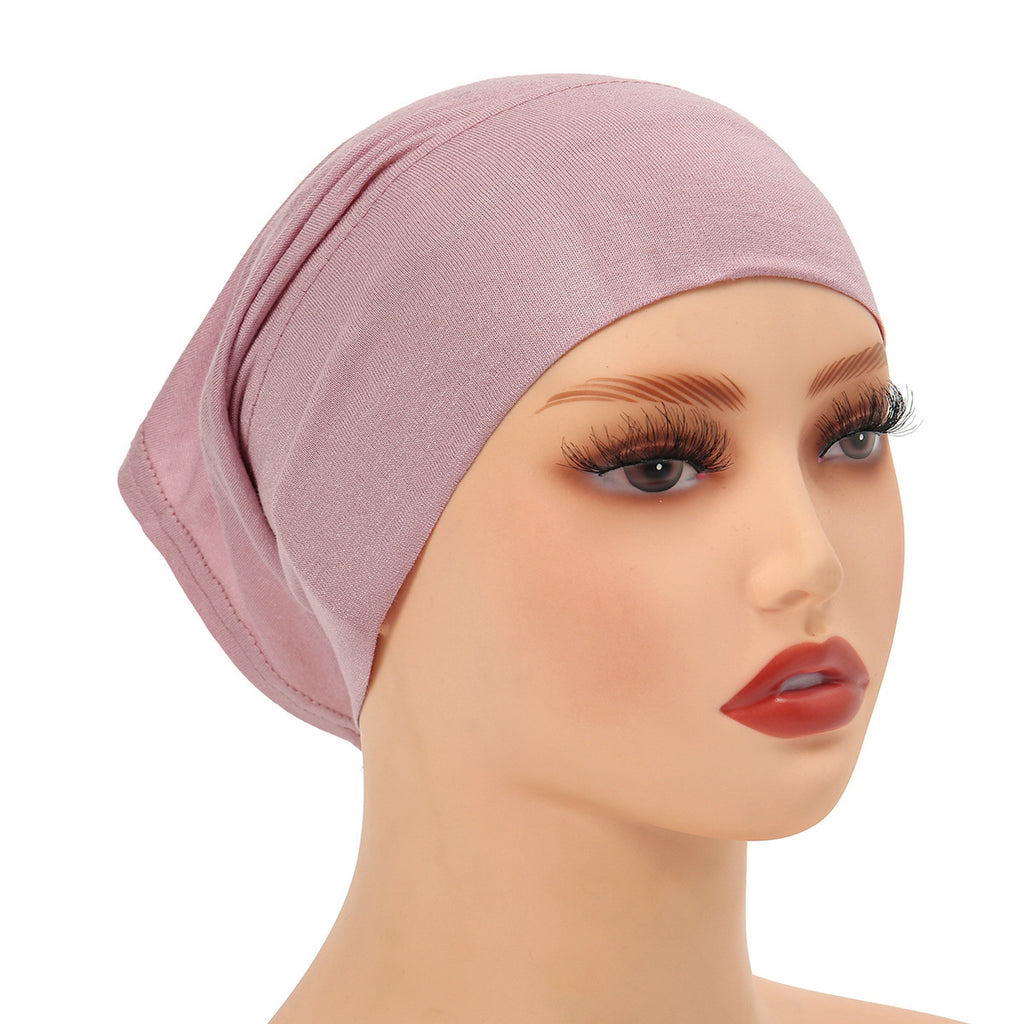 Pure Color Modal Wide-brimmed Mercerized Cotton Stretch Sleeve Cap