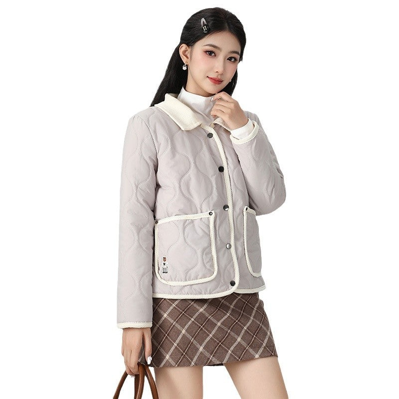 Short Velvet Cotton-padded Coat For Women