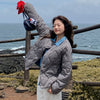 Korean Style Down Cotton Jacket Women's Short Light Round Neck