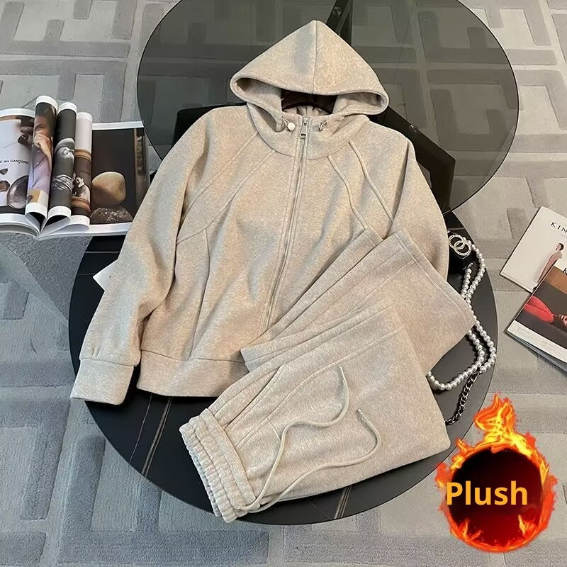 Casual Velvet Sport Suit Western Style Slimming