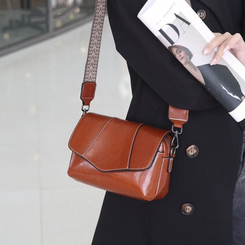 Leather Women's Casual Zip Crossbody Bag