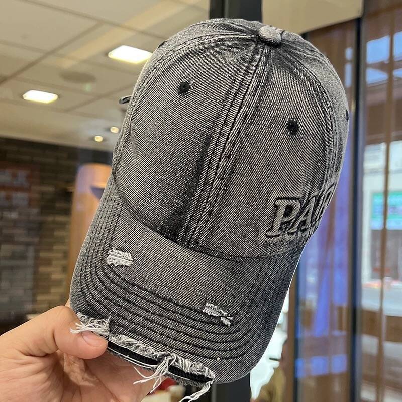 Washed Denim With Hole Baseball Cap Female Peaked Cap