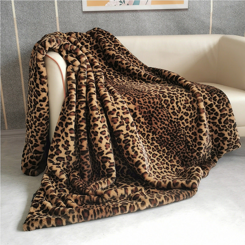 One Piece Dropshipping Leopard Print Artificial Wool Blanket Polyester Blanket Brown Gradient Fake Fur Cover Blanket Factory Spot