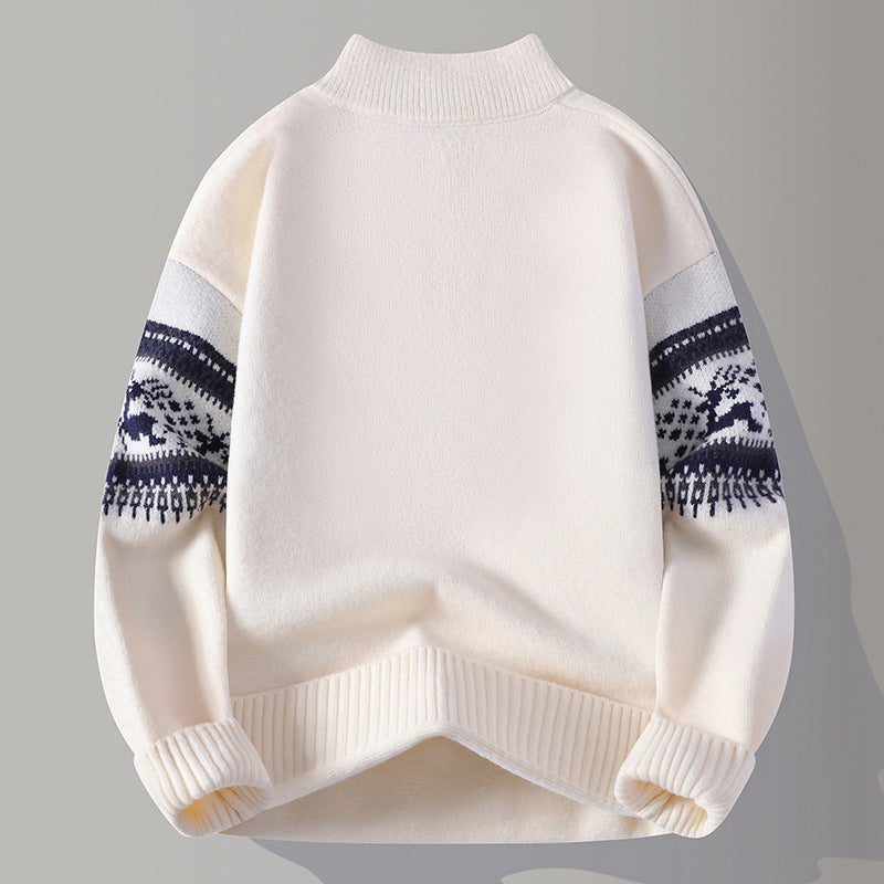Men's Knitted Sweater Autumn Fashion Stand-Up Collar Pullover