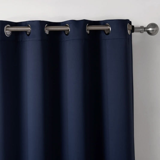 Dark Blue Bedroom Blackout Fabric Printed Curtains - Eshtree