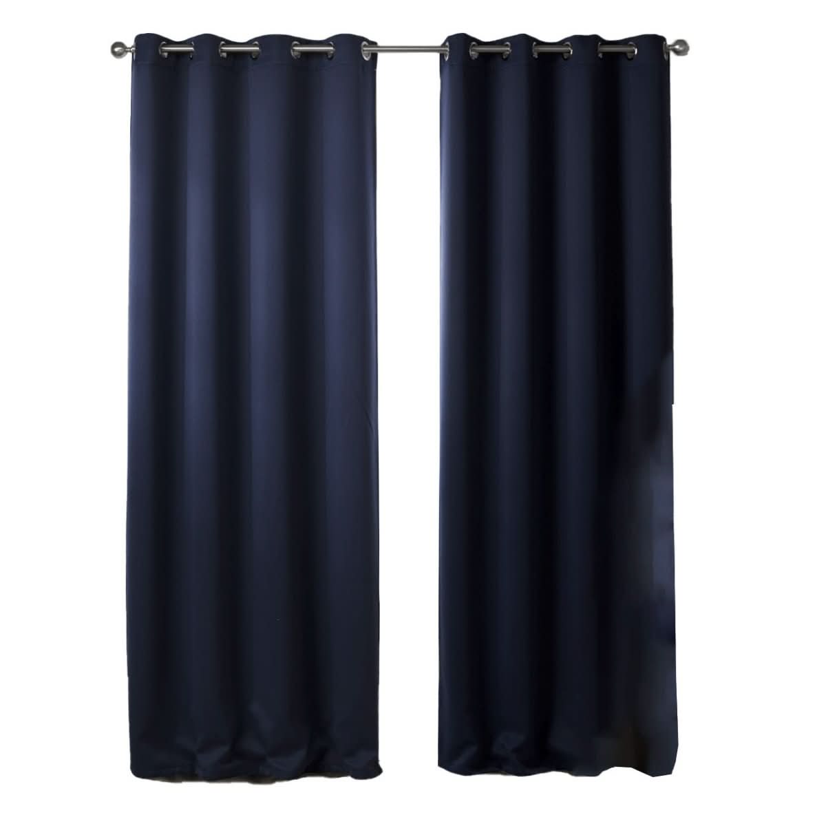 Dark Blue Bedroom Blackout Fabric Printed Curtains - Eshtree