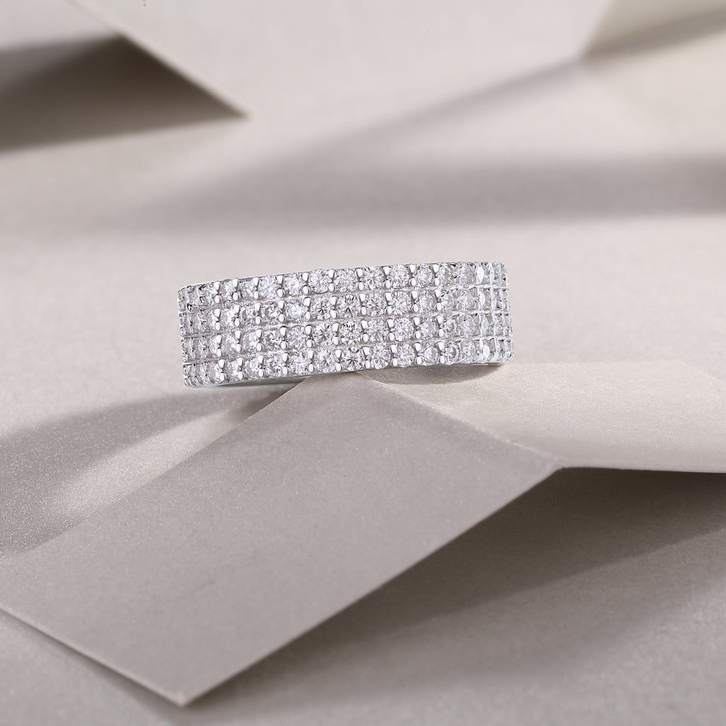 The Starry Night Sky - A Wedding Ring Set With Top-quality Moissanite S925 Silver And Platinum-plated Diamond Can Be Tested With A Diamond Pen