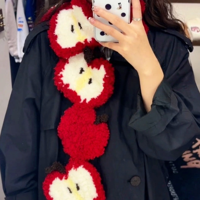 Autumn And Winter New Christmas Apple Stitching Scarf Finished Product