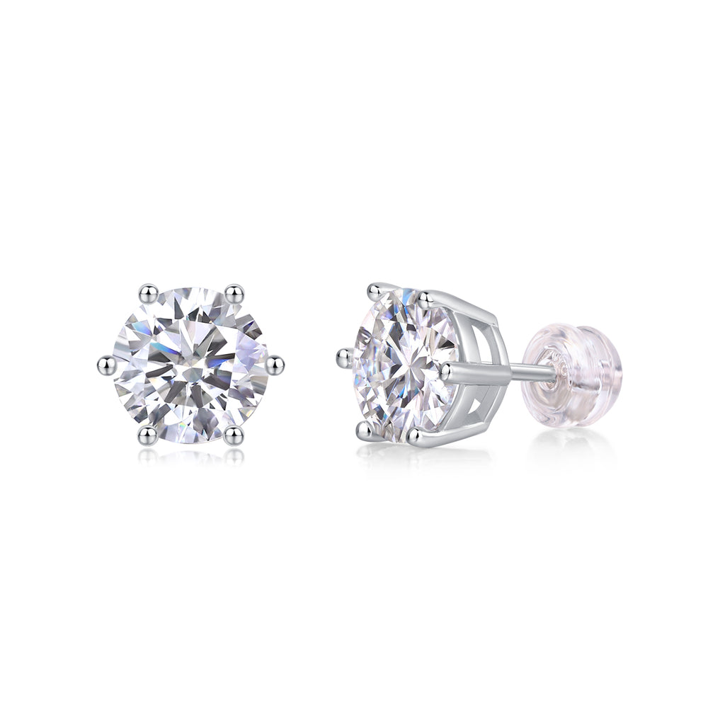 Quiet Moments - Earrings Set With Top-quality Moissanite S925 Silver And Platinum-plated Stud Earrings, A Fashionable And Trendy Accessory, Can Be Tested With A Diamond Pen