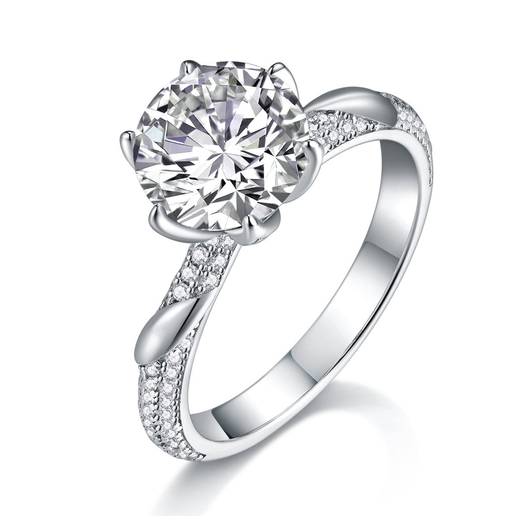 Polar Starlight - A Wedding Ring Set With 3-carat Top-quality Moissanite S925 Silver And Platinum-plated Diamond. The Ring Can Be Inspected With A Diamond Pen