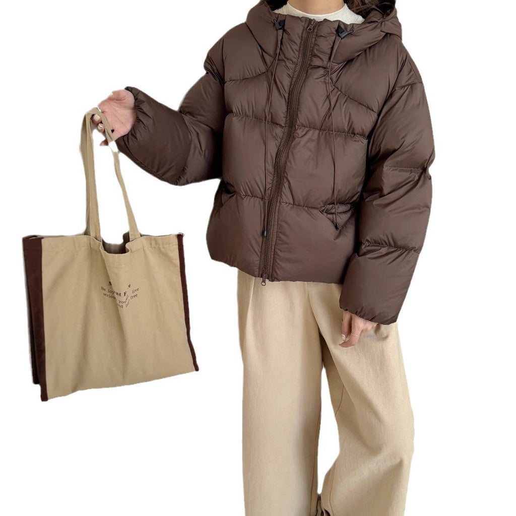 White Duck Down Puff Fluffy Hooded Down Jacket