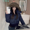 Big Fur Collar Hooded Short Down Jacket Women's Warm Jacket