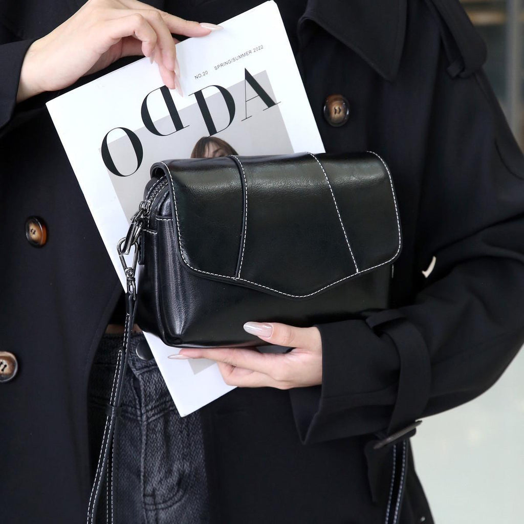 Leather Women's Casual Zip Crossbody Bag