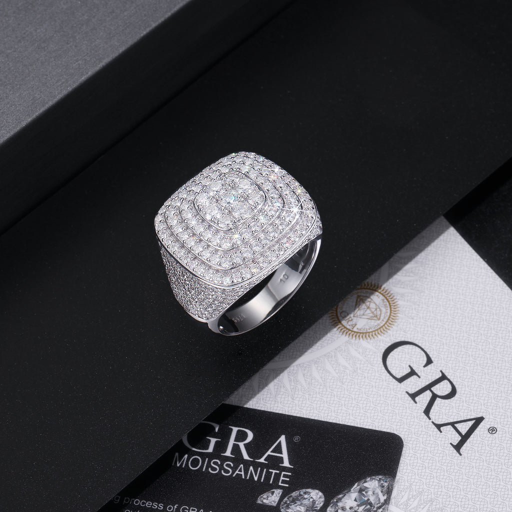 The Legendary King - Men's Ring, Diamond Ring And Wedding Ring Set With Top-quality Moissanite S925 Silver And Platinum-plated. The Ring Can Be Inspected With A Diamond Pen