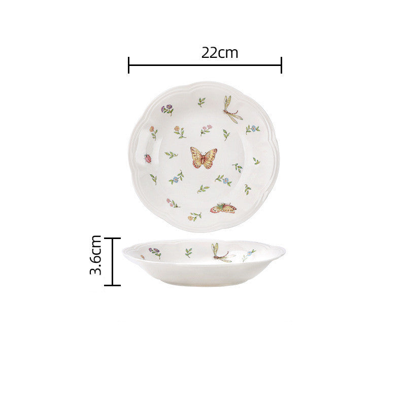 Vintage Dragonfly Butterfly Ceramic Tableware Set