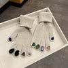 Rhinestone Touch Screen Open Finger Finger Knitted Gloves