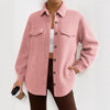 Women's Solid Color Long-sleeved Lapel Fleece Jacket