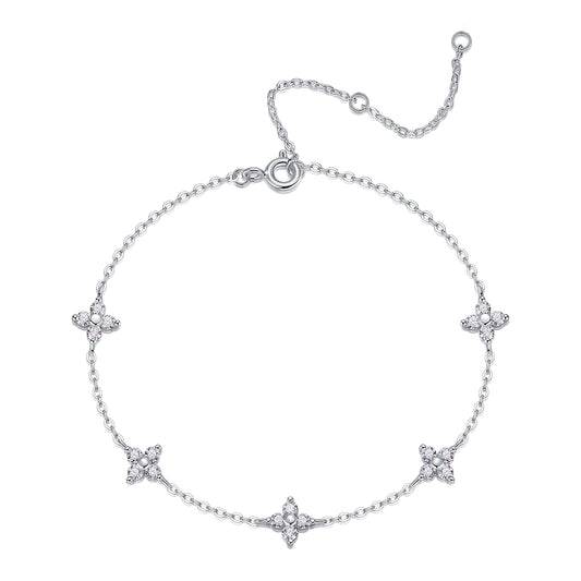 Set With Top-quality Moissanite, This Luxurious And Fashionable Light Luxury Jewelry Silver Bracelet Is Made Of S925 Silver Electroplated With Platinum