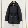 Drawstring Waist Stand Collar Women's New Warm Down Jacket Coat