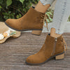 Plus Size Back Bandage Retro Chunky Heel Side Zipper Martin Boots