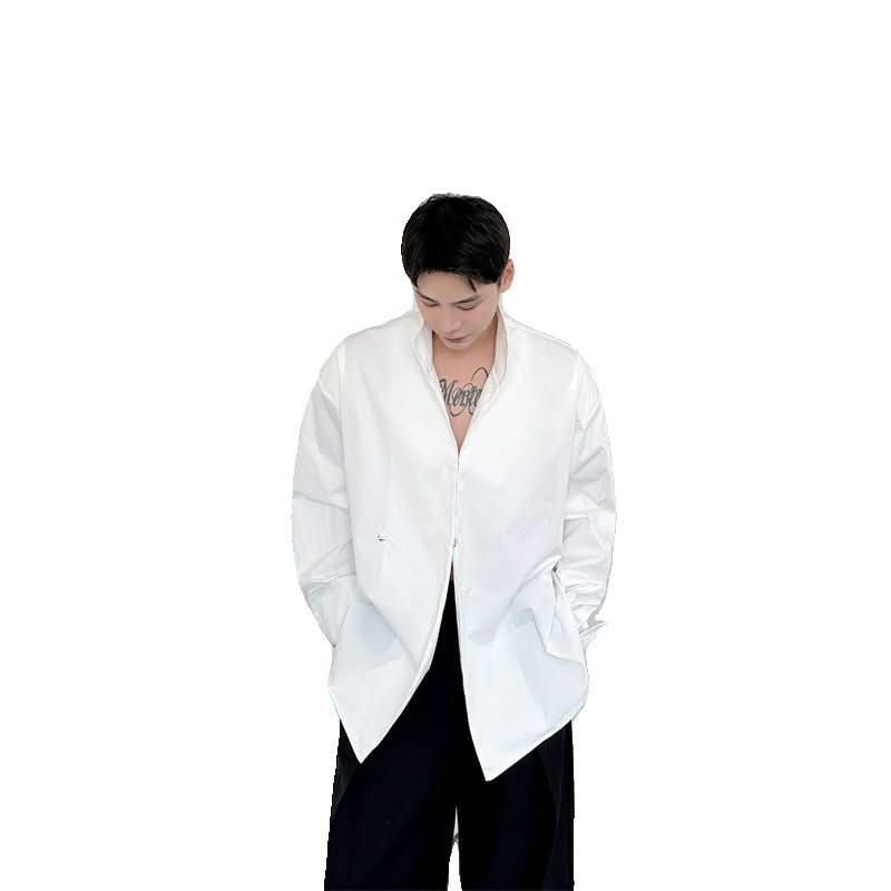 Design Sense Stand Collar Stiff Shirt Jacket - Eshtree