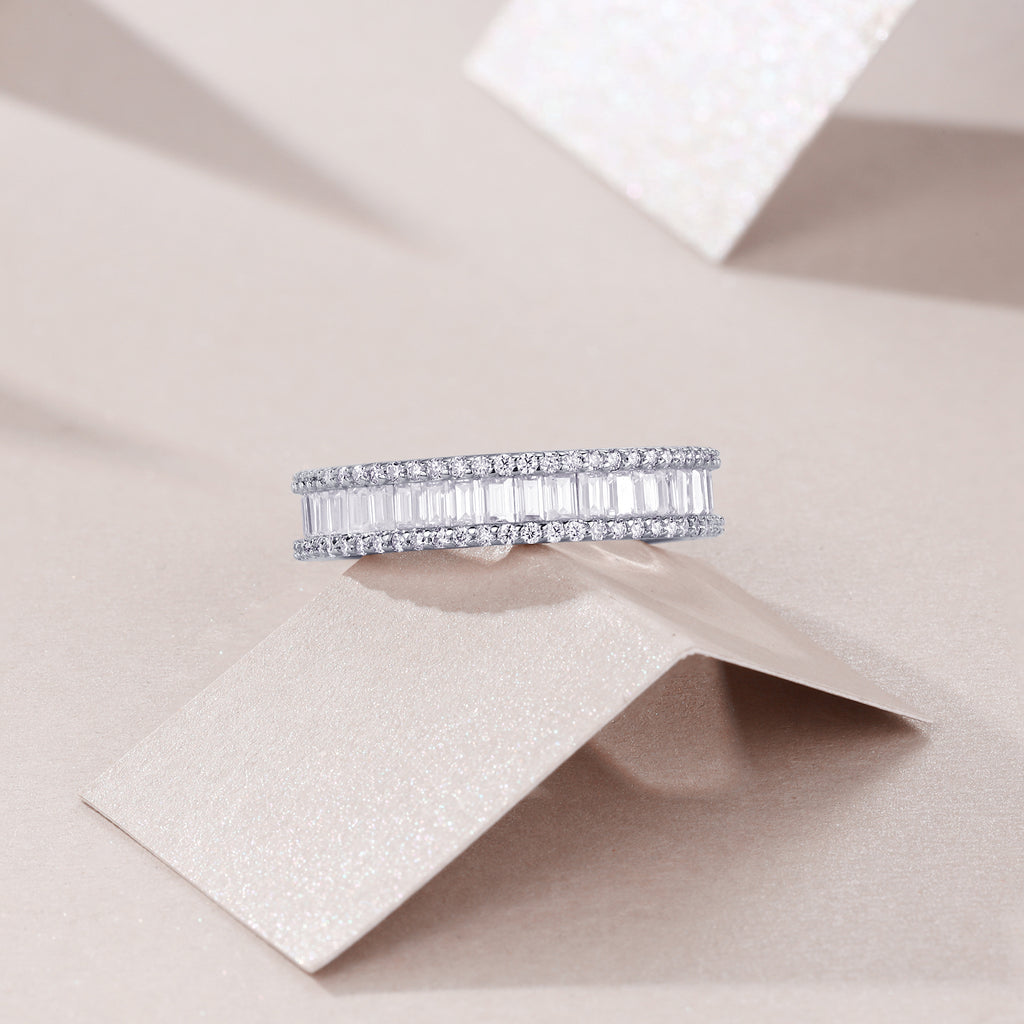 Studded With Stars - A Wedding Ring Set With Top-quality Moissanite S925 Silver And Platinum-plated Diamond. The Ring Can Be Inspected With A Diamond Pen