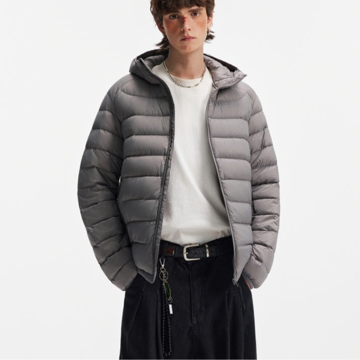 Lightweight Ribbed Hooded Down Jacket For Men And Women, Warm In Winter