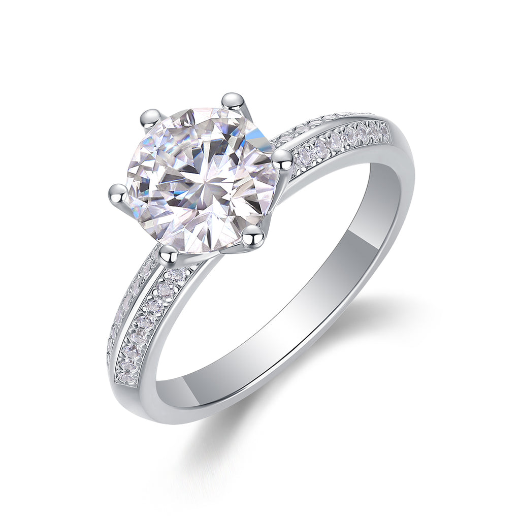 Happiness Like A Flower - A Wedding Ring Set With 1-carat Top-quality Moissanite S925 Silver And Platinum-plated Diamond. The Ring Can Be Tested With A Diamond Pen