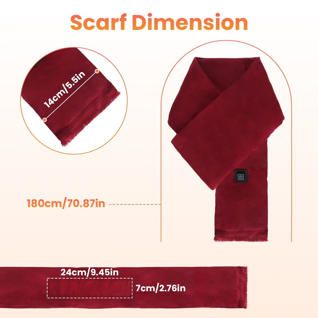 1Pc Electric Heated Winter Scarf USB Heating Neck Wrap Unisex Heated Neck Shawl Soft Warm Scarves With 3 Heating Modes For Outdoor Cycling Skiing Skating Winter Activities