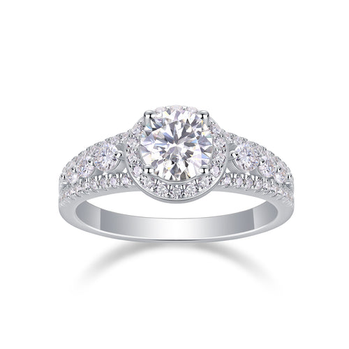 Meteor Shower - Set With 1-carat Top-quality Moissanite S925 Silver And Platinum-plated Diamond Wedding Ring. The Ring Can Be Inspected With A Diamond Pen