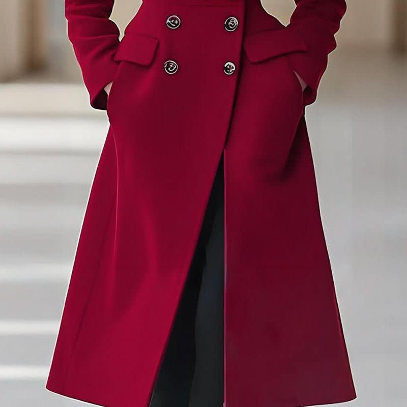Double Breasted Long Women's Coat Fashion Reversible Woolen Jacket - Eshtree