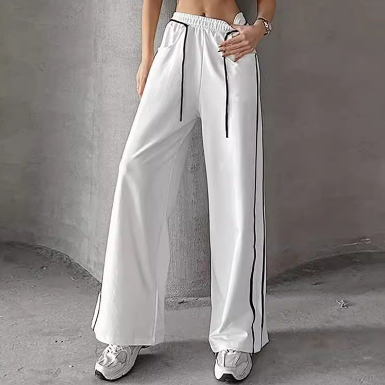 Drawstring Contrast - color Casual Pants For Women - Eshtree