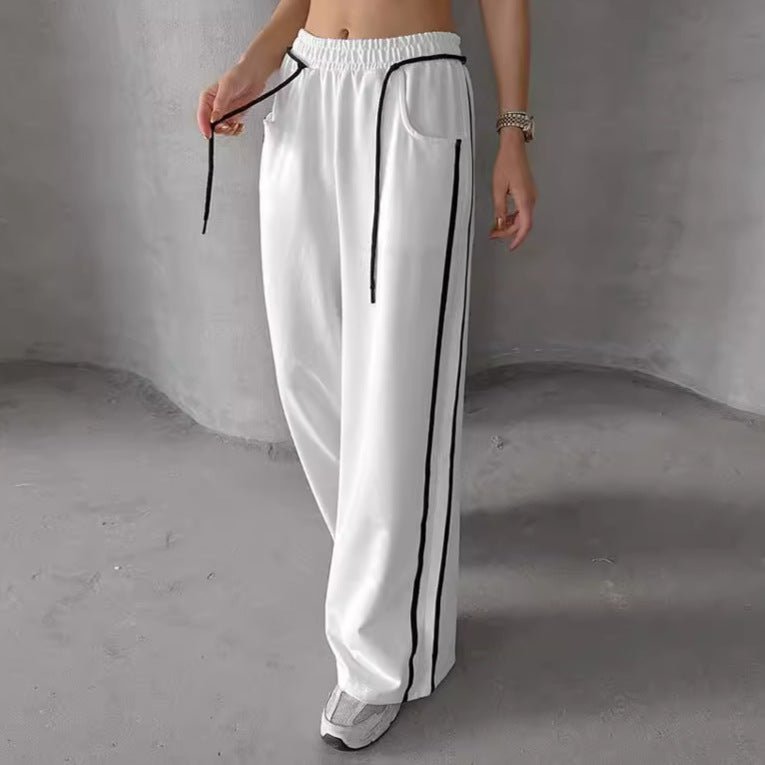 Drawstring Contrast - color Casual Pants For Women - Eshtree