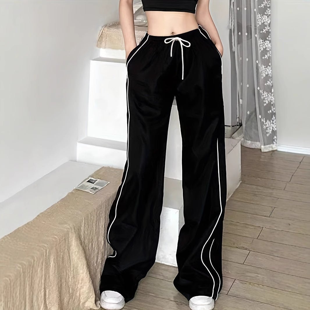 Drawstring Leisure Elastic Waist Pants On Both Sides - Eshtree
