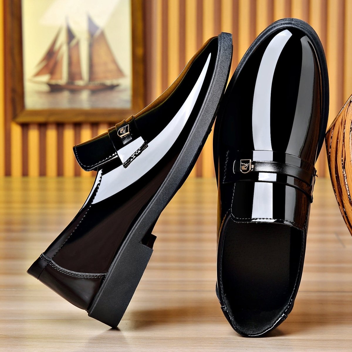 Dress Leather Shoes With A Mirror Like Slip On Design - Eshtree