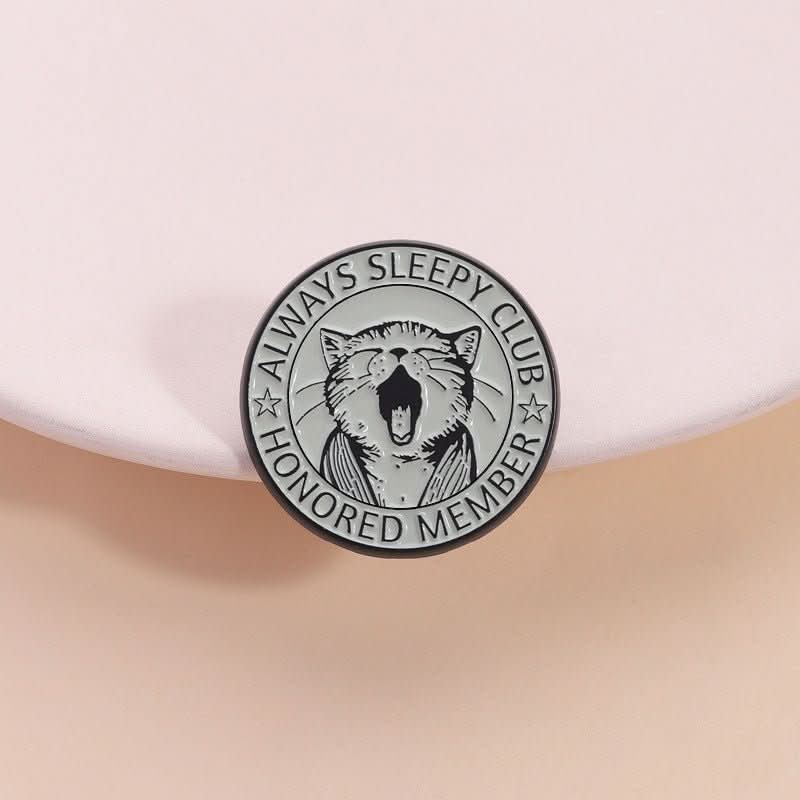 Drowsy Kitten Brooch Yawning Cat - Shaped Badge - Eshtree