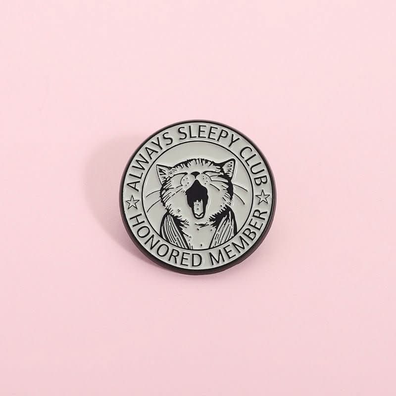Drowsy Kitten Brooch Yawning Cat - Shaped Badge - Eshtree