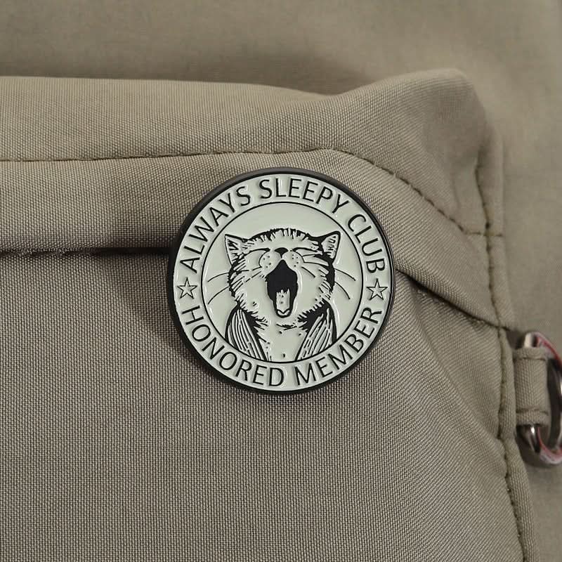 Drowsy Kitten Brooch Yawning Cat - Shaped Badge - Eshtree