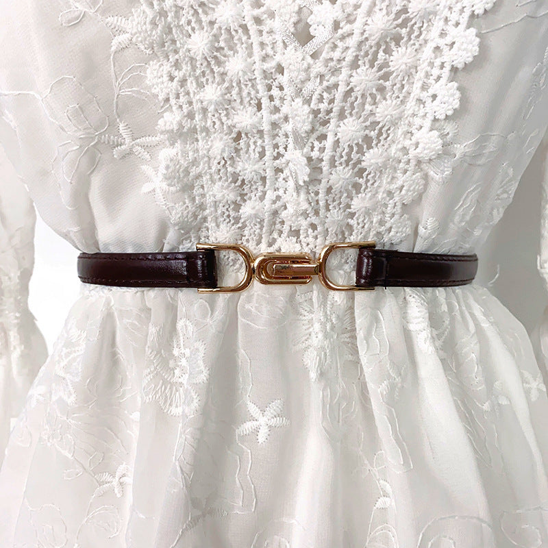 Punch-free Matte Buckle Adjustment Belt Women