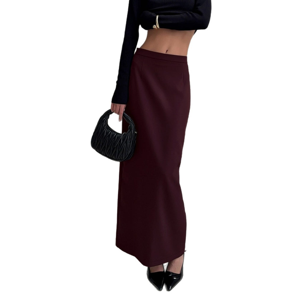 High Waist Slimming Sense Of Design Split Straight Skirt