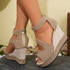 Women's European And American Color Matching Wedge Sandals