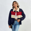 Color Contrast Patchwork Jacket Loose Casual Long Sleeves Ins Coat