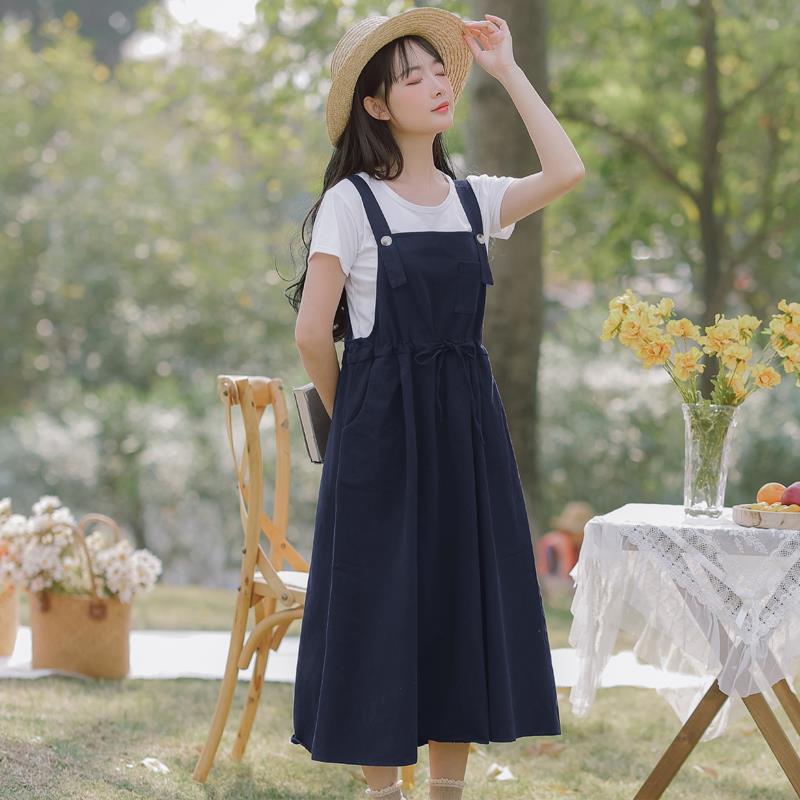 Literary And Forest Suspender Skirt College Style Dress