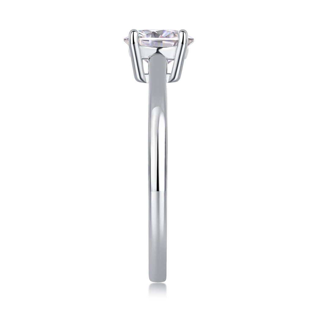 Love Words - A Wedding Ring Set With Top-quality Heart-shaped Moissanite S925 In Silver And Platinum-plated. The Ring Can Be Tested With A Diamond Pen