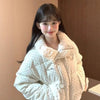 Thickened Warm And Age-reducing Fresh Sweet Stripes Cotton-padded Coat