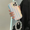 Laser Wave Silicone Phone Case Gradient Laser Stripes Bracelet Case For 14 13 12 11 Pro Max Plus Bead Chain