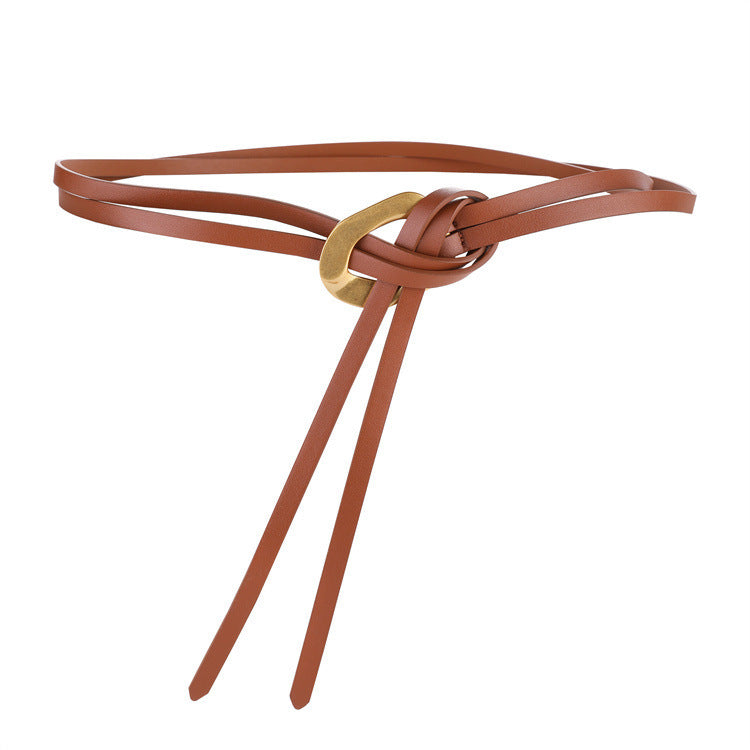Fashionable And Novel Women's Knot Buckle Thin Belt