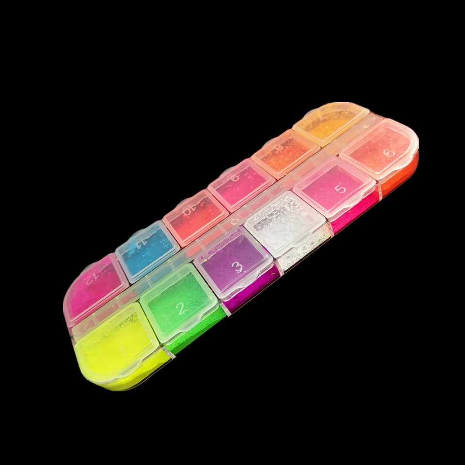 Nail Makeup Glitter Laser Sequins 12 Colors Fluorescent Powder Luminous